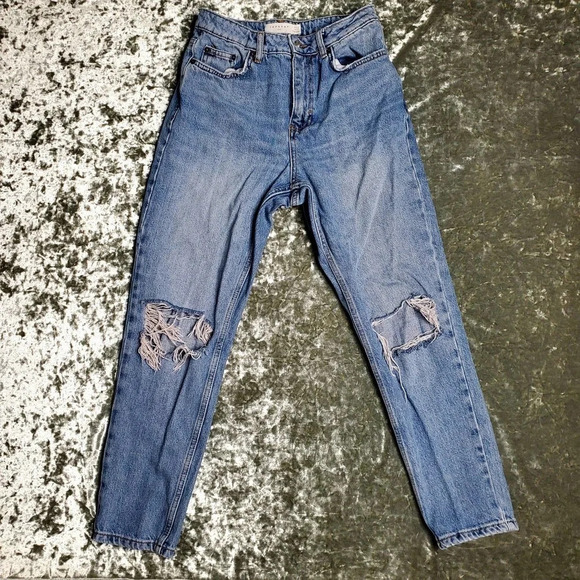 Top Shop Distressed Mom Jeans - Picture 1 of 7